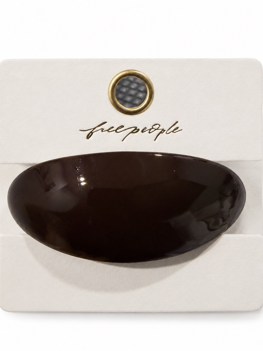 Free People Glossy Brown Oversized Oval Hair Barrette NWT